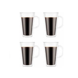 Bodum Canteen Double Wall Mugs, 4-piece Set (13.5 oz, double wall glass, clear)