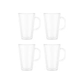 Bodum Canteen Double Wall Mugs, 4-piece Set (13.5 oz, double wall glass, clear)