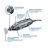 DREMEL 4250 6-128 UK Rotary Tool 175 W, Multitool Kit with 6 Attachments 128 Accessories, 175W Motor with Electronic Feedback, Variable Speed 5.000-35.000 RPM
