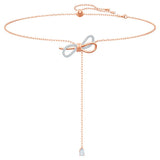 Swarovski Lifelong Bow Necklace 5447082: Adjustable, Rose Gold & Rhodium Finish