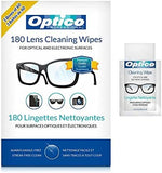 Optico Professional Pre-Moistened Cleaning Cloths - Premium Quality Cleaner for Eye Glasses, Screens, and Cameras Lenses - No Spray Bottle Needed | 180 Cloth Lens Wipes