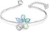 Swarovski Women's Sunny Bangle, Light Multicoloured Floral Shaped Crystals, Radiant Rhodium Plated Bracelet, from the Swarovski Sunny Collection