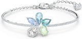 Swarovski Women's Sunny Bangle, Light Multicoloured Floral Shaped Crystals, Radiant Rhodium Plated Bracelet, from the Swarovski Sunny Collection