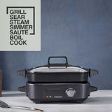 Cuisinart Cook In 5 in 1 Multi Cooker - Grill, Sear, Steam, Simmer and Cook - Non-Stick - Midnight Grey - GRMC3U