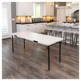 Lifetime Commercial Grade Lightweight Fold In Half Table, comfortably up to 8 seat - 183Cm, 6 ft.