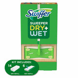 Swiffer Sweeper Dry + Wet Sweeping Kit - 1 Sweeper + 14 Dry Cloths + 6 Wet Cloths