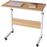 DlandHome 80 x 40cm computer desk learning desk care table bedside breakfast table height adjustable with casters side table for office bedroom with tablet slot - shopperskartuae