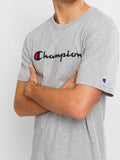 Champion Heritage Script Logo Men's Classic T-Shirt , Size: L (Large)- Oxford Grey