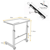 DlandHome 80 x 40cm computer desk learning desk care table bedside breakfast table height adjustable with casters side table for office bedroom with tablet slot - shopperskartuae