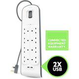 8-Way Surge Protection Strip With 2 Meters Cord Length. - shopperskartuae