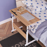 DlandHome 80 x 40cm computer desk learning desk care table bedside breakfast table height adjustable with casters side table for office bedroom with tablet slot - shopperskartuae