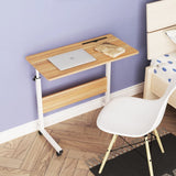 DlandHome 80 x 40cm computer desk learning desk care table bedside breakfast table height adjustable with casters side table for office bedroom with tablet slot - shopperskartuae
