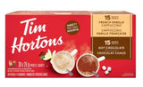 Tim Hortons Assorted Hot Chocolate, French Vanilla and Cappuccino, 30 x 28g,Packets
