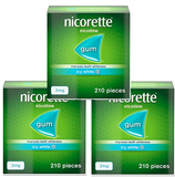 Nicorette Icy White Chewing Gum, 2 mg, 210 Pieces (Quit Smoking & Stop Smoking Aid) Pack of 3