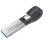 SanDisk iXpand Flash Drive 128GB for iPhone and iPad, Black/Silver, (SDIX30C-128G-GN6NE) - Shopperskartuae